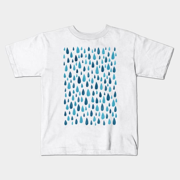 Blue Raindrops Kids T-Shirt by sallycummingsdesigns